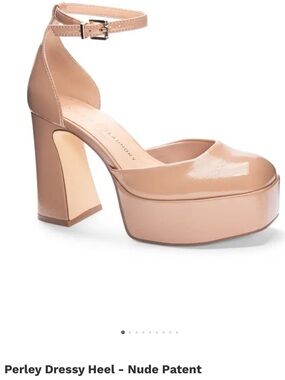 Chinese Laundry Nude Patent Platform Heel with Ankle Strap